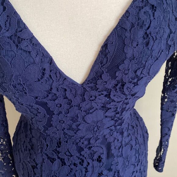 Lulus Natural Beauty Navy Blue Lace Long Sleeve Maxi Dress Size XS - Picture 3 of 13